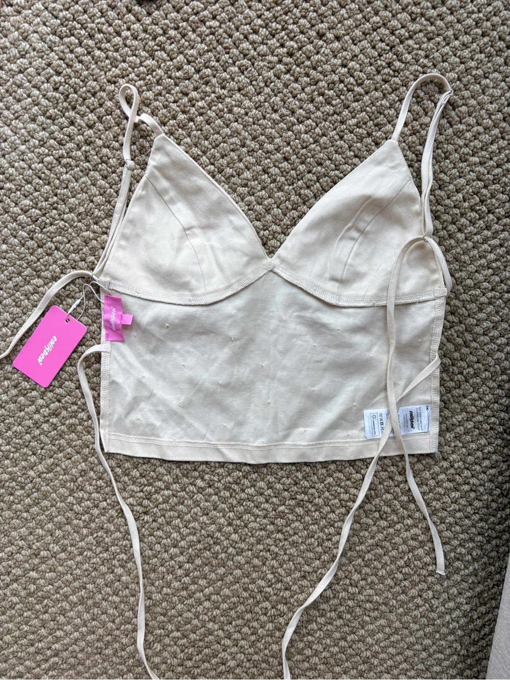 Edikted Cream Sequin Crop Top - Picture 3 of 6